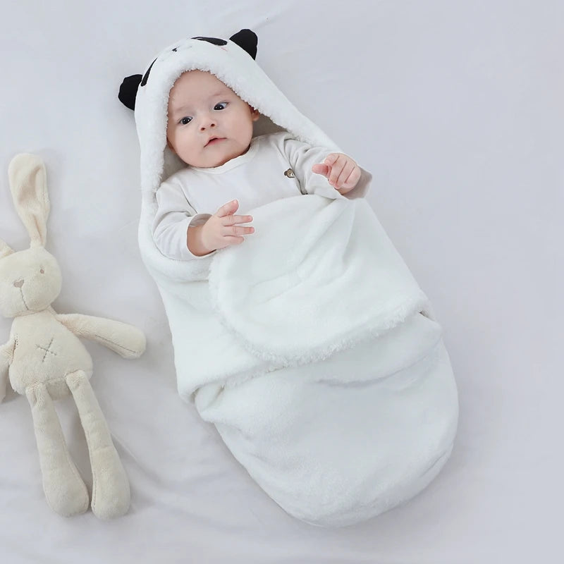 Soft Baby Sleeping Bags Warm Autumn and Winter Newborn Baby Wrap Blankets CartoonCocoon for babies Flannel Baby Sleepsack 0-9M