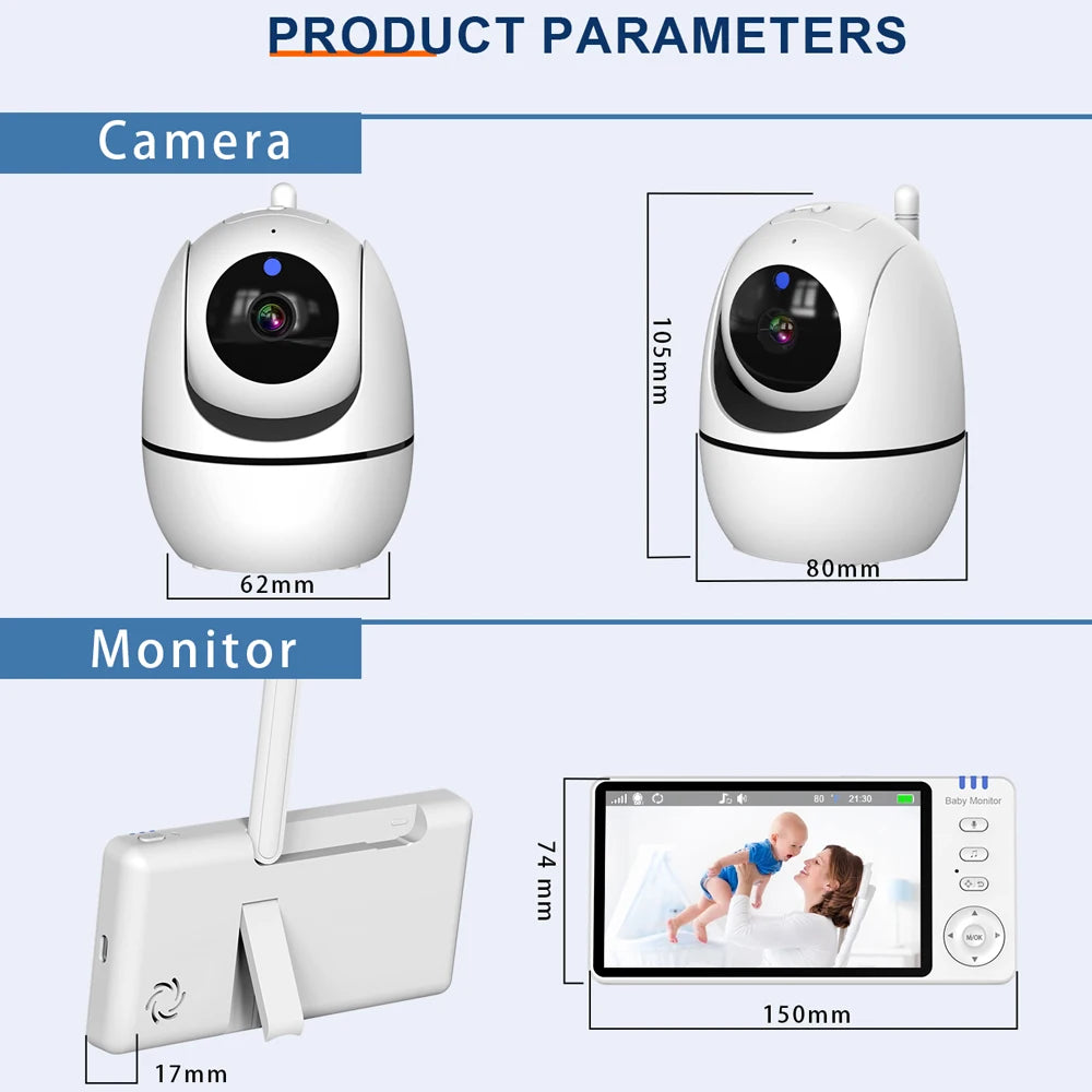 5-Inch Video Baby Monitor with Pan Tilt & Night Vision