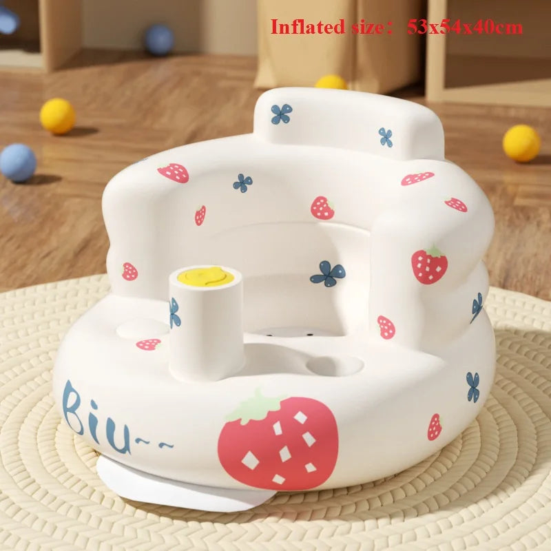 Baby Inflatable Seat Built in Air Pump Infant Back Support Chair for 0-3rd Baby Sitting Up Portable Shower Chair Floor Seater