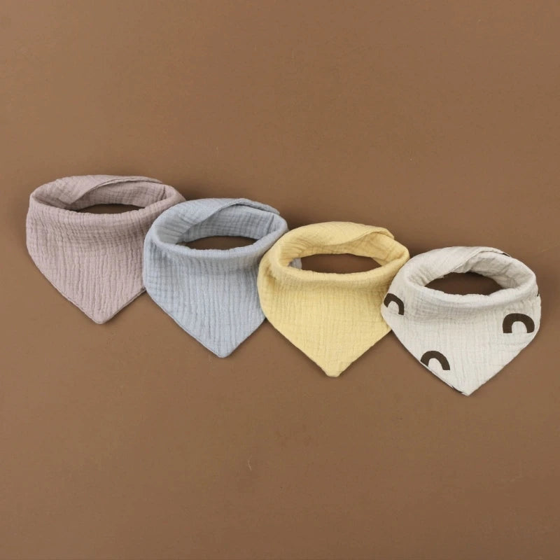 4Pcs/Lot Baby Bibs Muslin Cotton Stuff Newborn Solid Color Snap Button Soft Saliva Towel Burp Cloth Feeding Drool Bibs