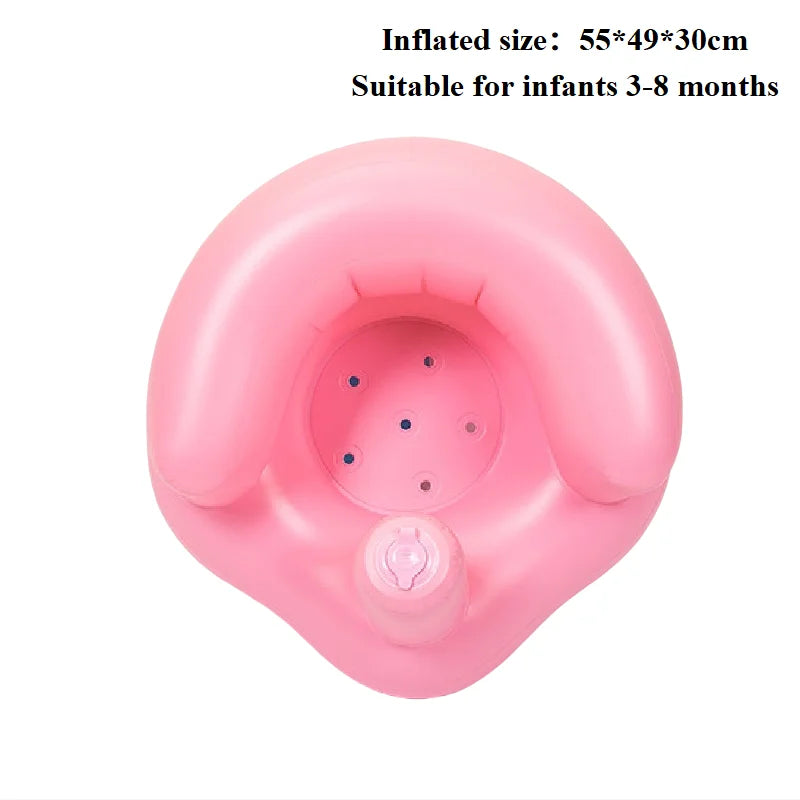 Baby Inflatable Seat Built in Air Pump Infant Back Support Chair for 0-3rd Baby Sitting Up Portable Shower Chair Floor Seater