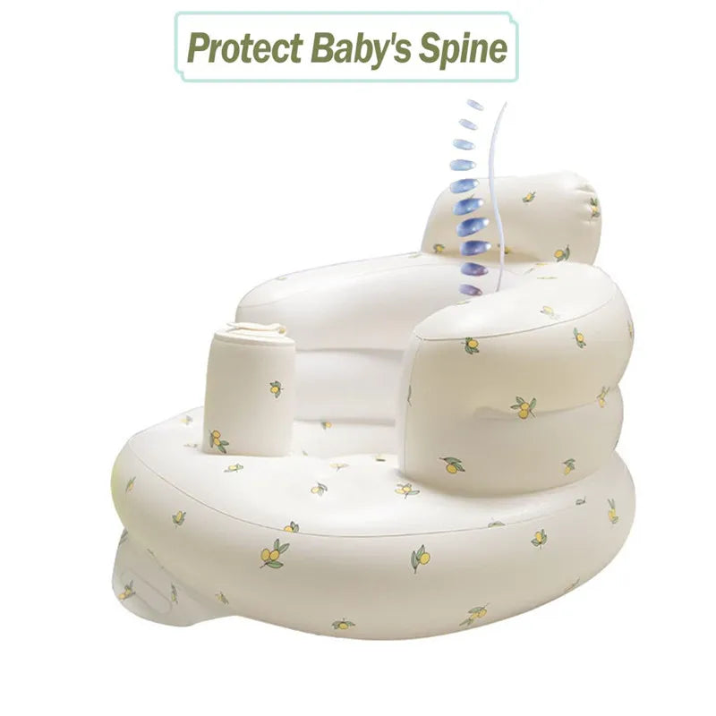 Baby Inflatable Seat Built in Air Pump Infant Back Support Chair for 0-3rd Baby Sitting Up Portable Shower Chair Floor Seater