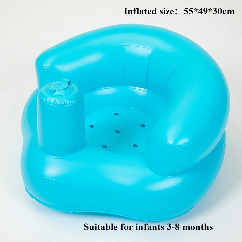 Baby Inflatable Seat Built in Air Pump Infant Back Support Chair for 0-3rd Baby Sitting Up Portable Shower Chair Floor Seater