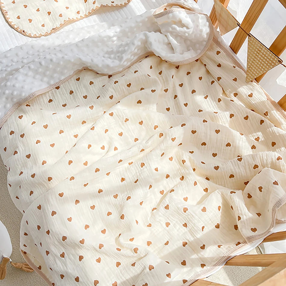 100% Cotton Crepe Cloth Gauze Baby Bean Blanket Newborn Cover blanket Infant Swaddle Wrap 110X110CM