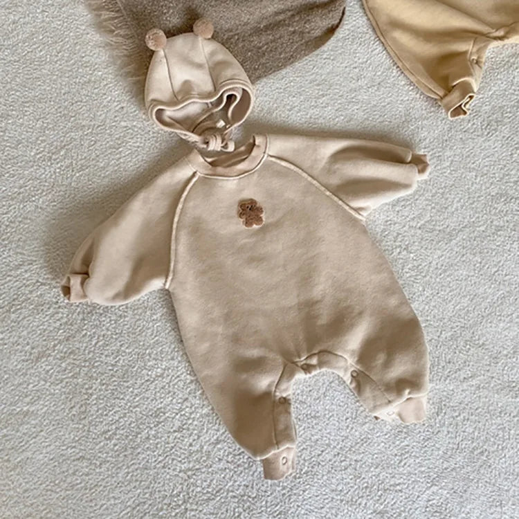 Autumn Winter Baby Newborn Baby Boys Girls Clothing Jumpsuits Cute Bear Embroidered Outfits Baby Costume 0-24M Newborn Romper