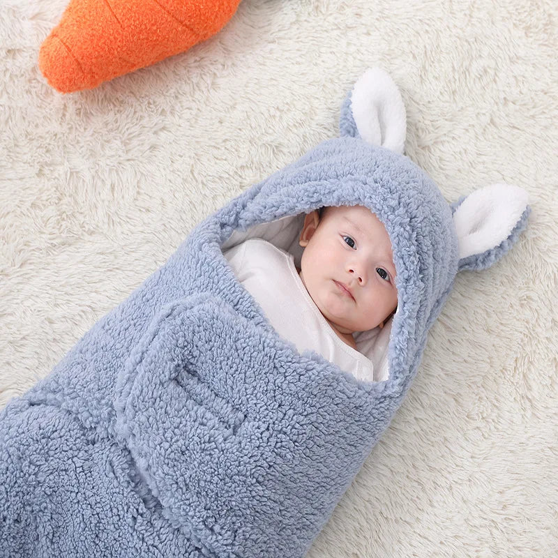 Newborn Baby Sleeping Bag Baby Swaddle Wrap Blanket Adjustable Soft Cotton Infant Wearable Blanket Warm Fleece Newborn Bedding