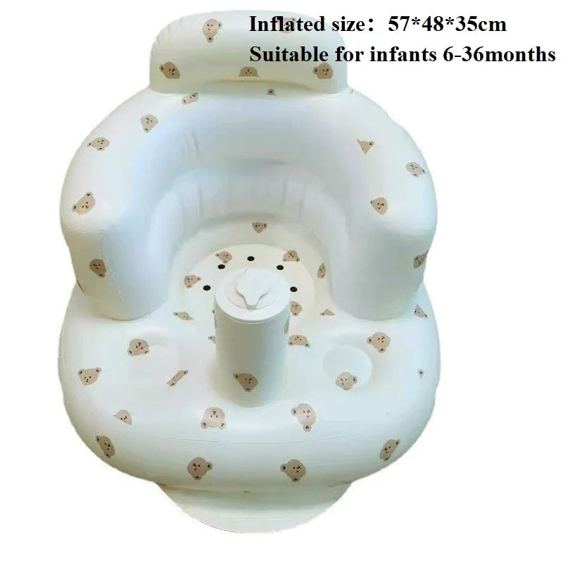 Baby Inflatable Seat Built in Air Pump Infant Back Support Chair for 0-3rd Baby Sitting Up Portable Shower Chair Floor Seater