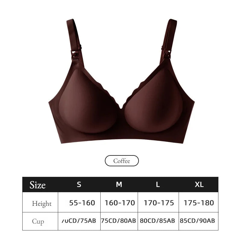Front Open Nursing Bra Maternity Jelly Gel Laser Cutting Seamless Underwear Ultra Thin Breastfeeding Bra For Pregnant Women
