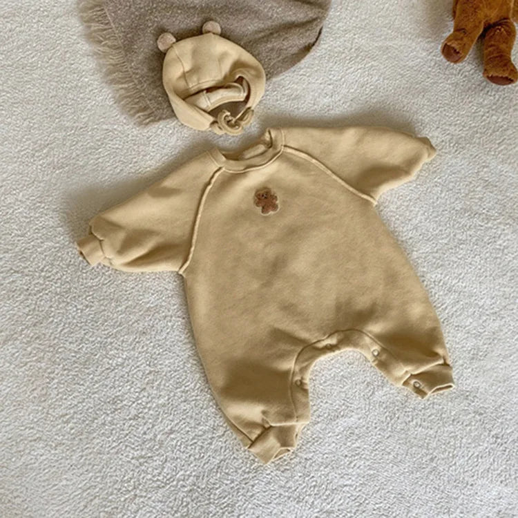 Autumn Winter Baby Newborn Baby Boys Girls Clothing Jumpsuits Cute Bear Embroidered Outfits Baby Costume 0-24M Newborn Romper