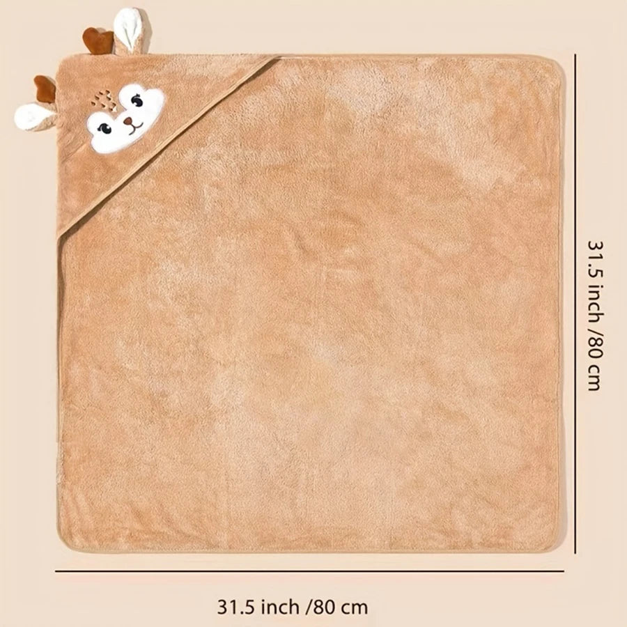 A pack of 80 * 80 cm cartoon baby bath towel body hooded polyester fiber baby bathrobe newborn swaddling baby blanket girls and