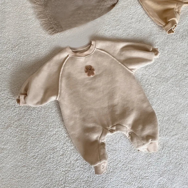 Autumn Winter Baby Newborn Baby Boys Girls Clothing Jumpsuits Cute Bear Embroidered Outfits Baby Costume 0-24M Newborn Romper