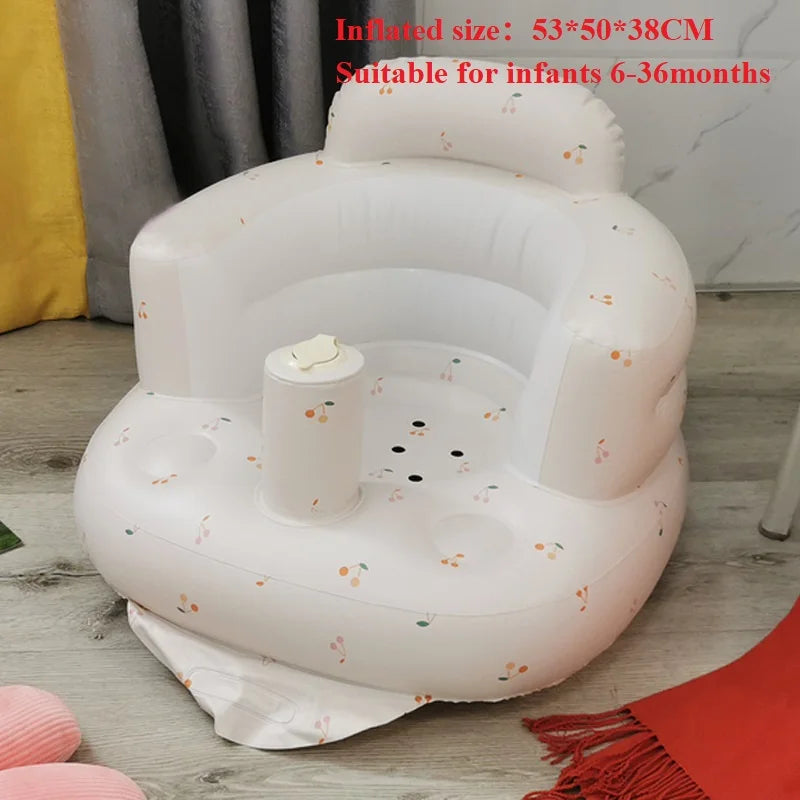 Baby Inflatable Seat Built in Air Pump Infant Back Support Chair for 0-3rd Baby Sitting Up Portable Shower Chair Floor Seater