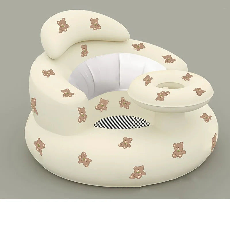 Baby Inflatable Seat Built in Air Pump Infant Back Support Chair for 0-3rd Baby Sitting Up Portable Shower Chair Floor Seater