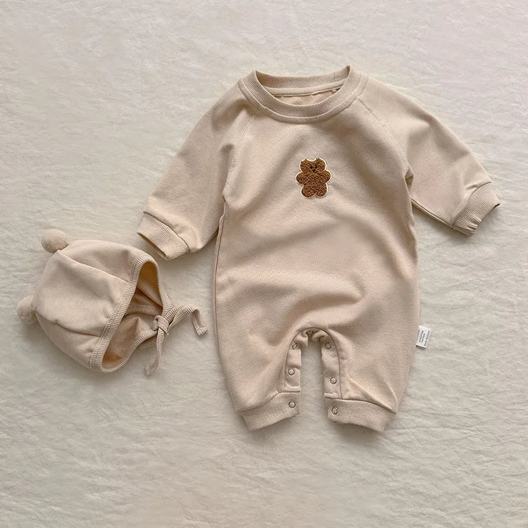 Autumn Winter Baby Newborn Baby Boys Girls Clothing Jumpsuits Cute Bear Embroidered Outfits Baby Costume 0-24M Newborn Romper