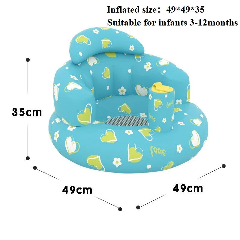 Baby Inflatable Seat Built in Air Pump Infant Back Support Chair for 0-3rd Baby Sitting Up Portable Shower Chair Floor Seater