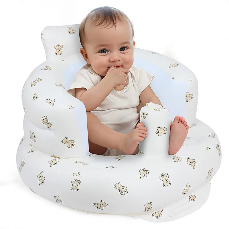 Baby Inflatable Seat Built in Air Pump Infant Back Support Chair for 0-3rd Baby Sitting Up Portable Shower Chair Floor Seater