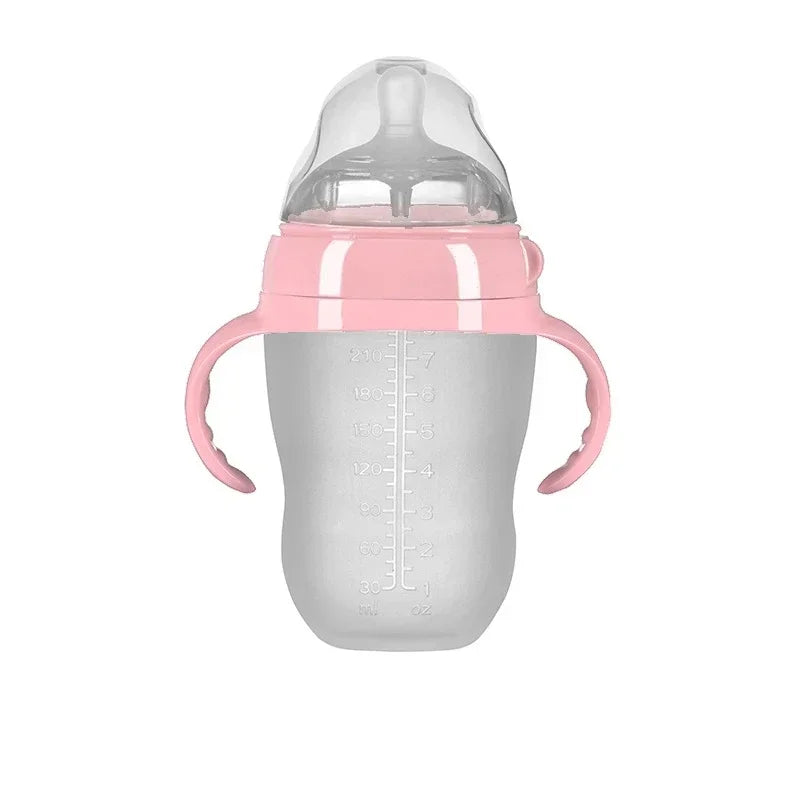 Silicone Nano Baby Bottle Feeding Bottles with Handle for Baby Weaning Anti-Choking Nipple Bottle for Baby 0-9 Month 150ML/250ML