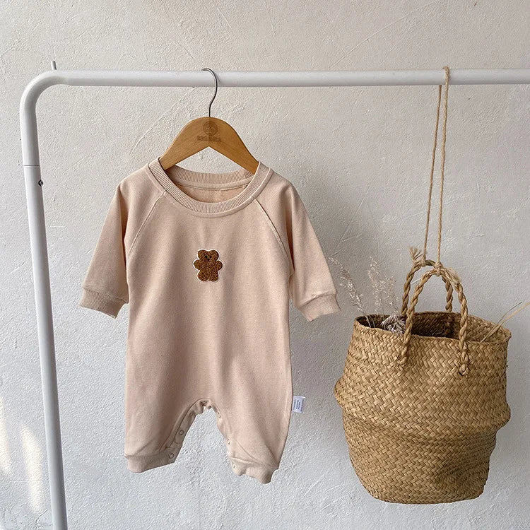 Autumn Winter Baby Newborn Baby Boys Girls Clothing Jumpsuits Cute Bear Embroidered Outfits Baby Costume 0-24M Newborn Romper