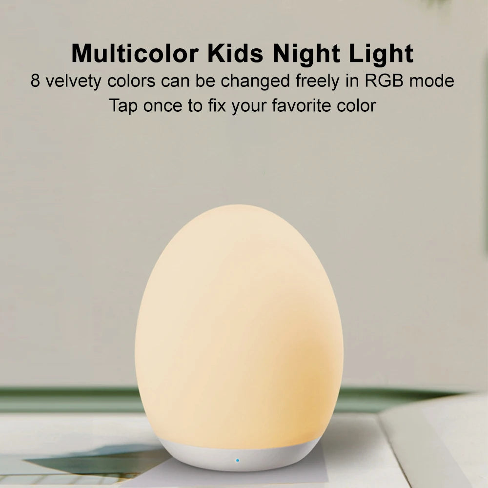 LED Egg Shape Night Light RGB Pat Light USB Rechargeable Baby Feeding Sleeping Eye Protection Lamp Baby Care Lights for Kid Gift