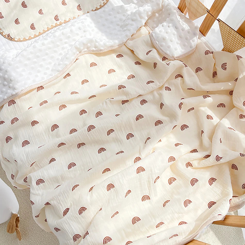 100% Cotton Crepe Cloth Gauze Baby Bean Blanket Newborn Cover blanket Infant Swaddle Wrap 110X110CM