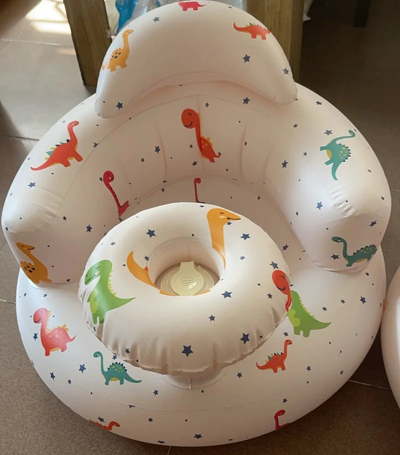Baby Inflatable Seat Built in Air Pump Infant Back Support Chair for 0-3rd Baby Sitting Up Portable Shower Chair Floor Seater