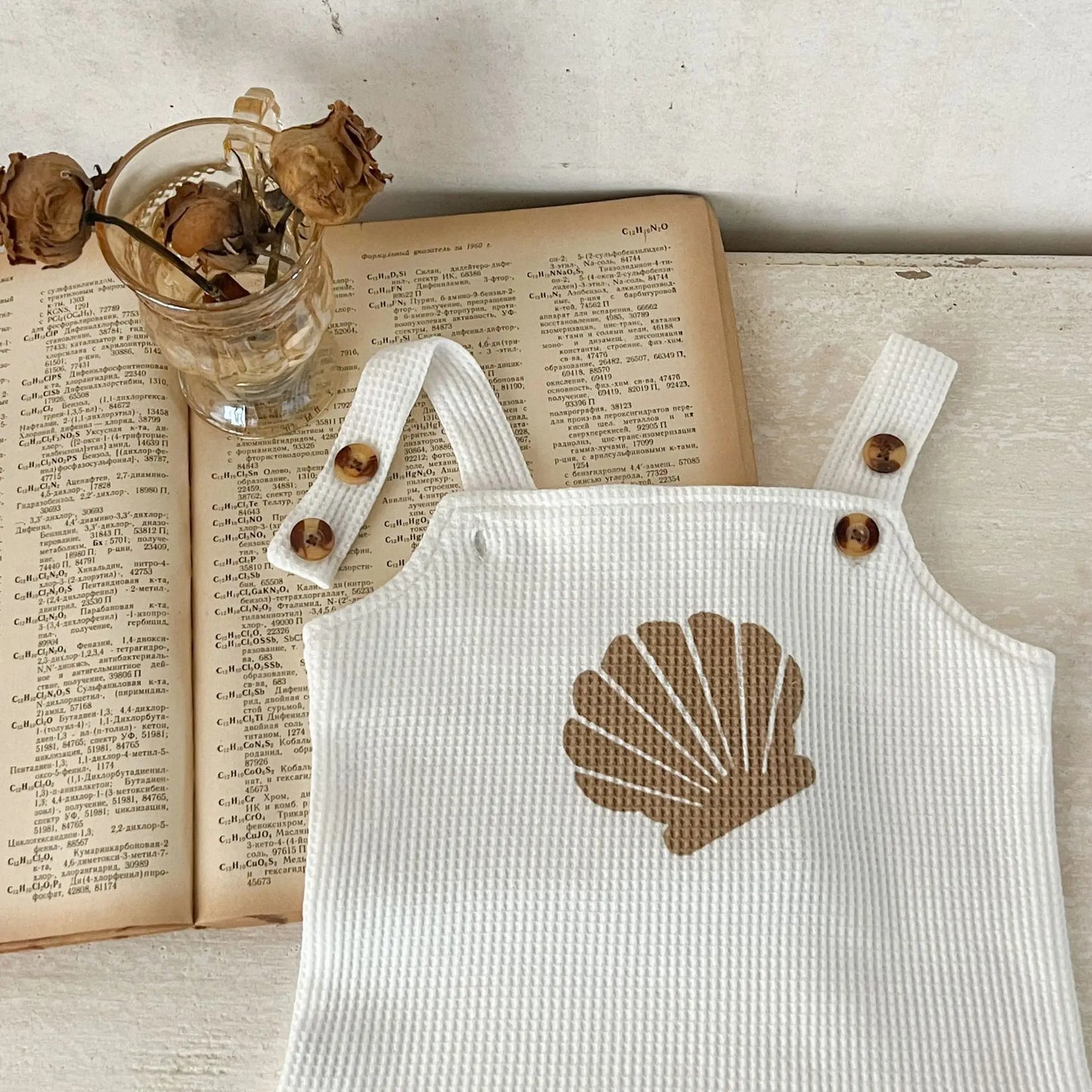 Summer Baby Boys Girls Clothing Baby Cotton Romper+Short Waffle Shell Print Suspenders Rompers Bread Pants Infant Clothes Set