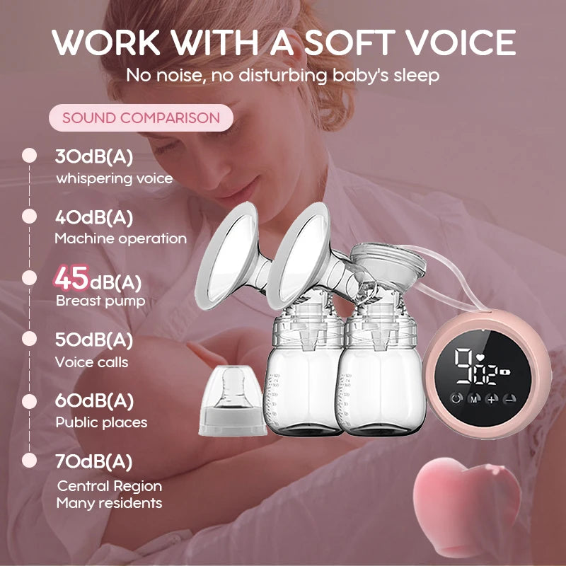 Dr.isla Double Electric Breast Pumps Powerful Nipple Suction USB Electric Breast Pump with Baby Milk Bottle Cold Heat Pad Nipple
