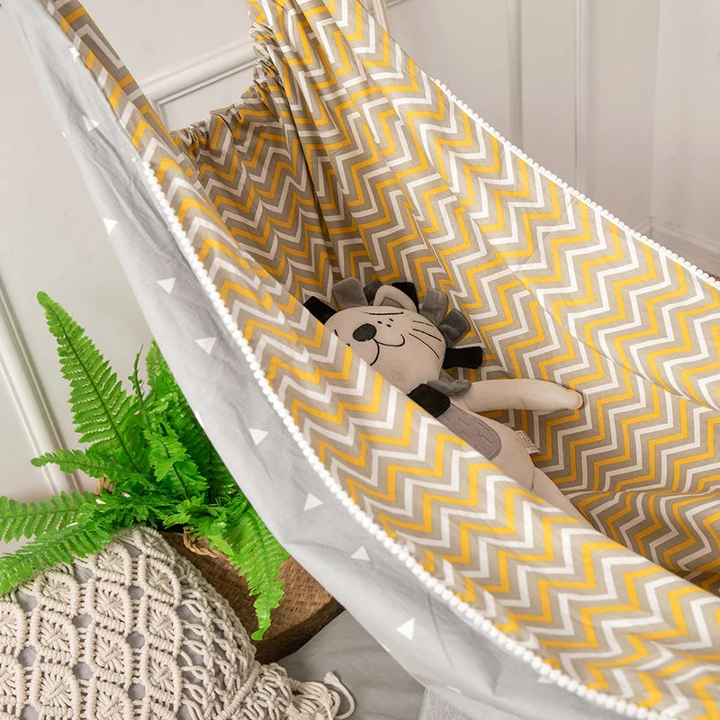 Kids Cotton Hammock Hanging Swing Bed for Indoor Outdoor Garden Patio Park Porch