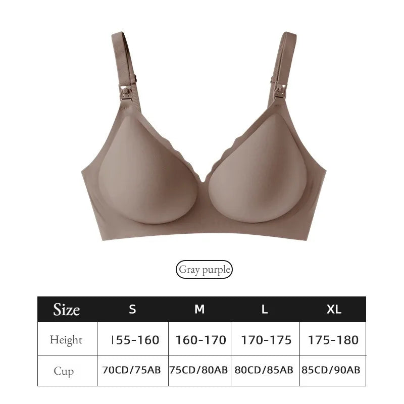 Front Open Nursing Bra Maternity Jelly Gel Laser Cutting Seamless Underwear Ultra Thin Breastfeeding Bra For Pregnant Women