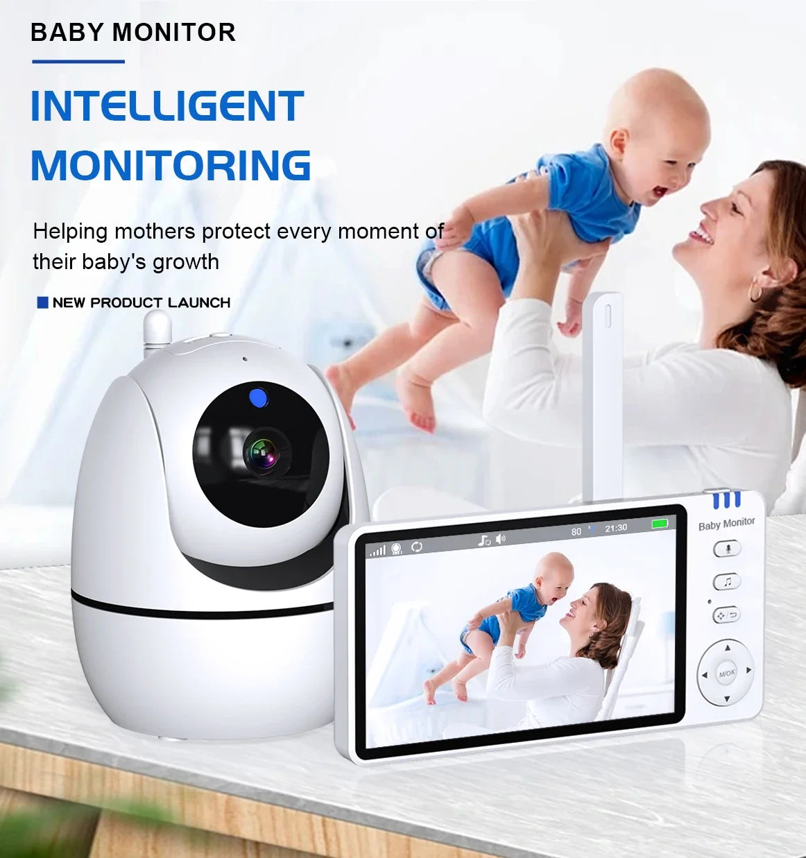 5-Inch Video Baby Monitor with Pan Tilt & Night Vision
