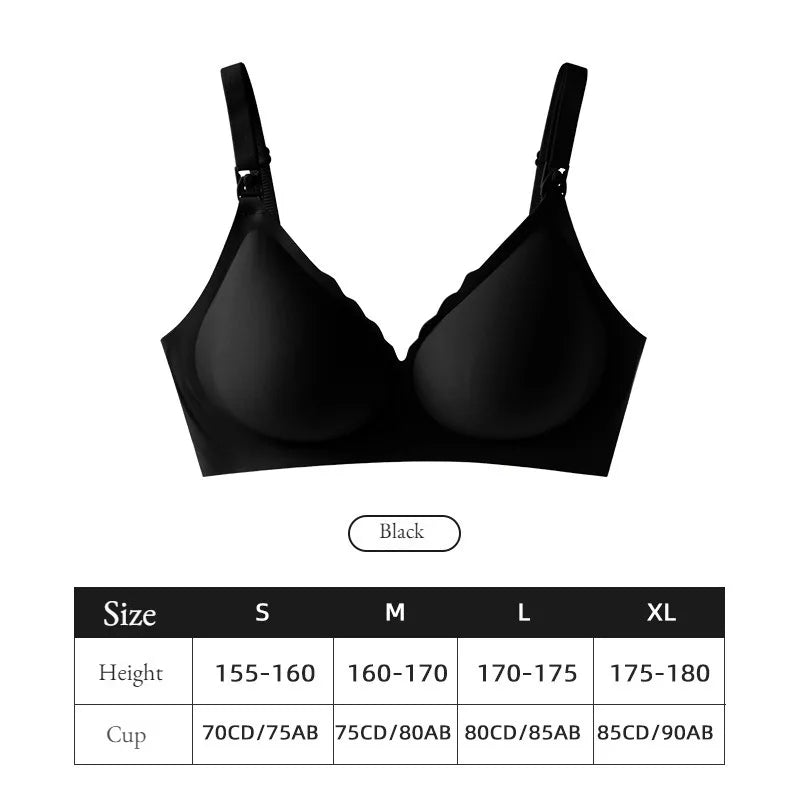 Front Open Nursing Bra Maternity Jelly Gel Laser Cutting Seamless Underwear Ultra Thin Breastfeeding Bra For Pregnant Women