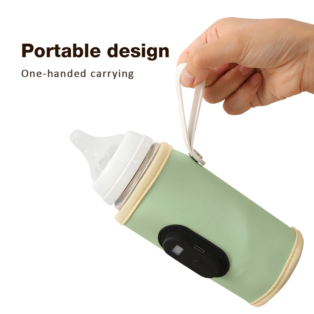Baby Milk Warmer Baby Nursing Bottle Heater LCD Display, Portable USB Charging Bottle Warmer for Car, Outdoor Travel Accessories