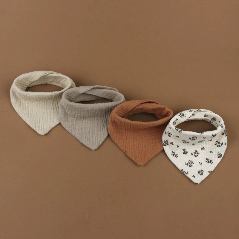 4Pcs/Lot Baby Bibs Muslin Cotton Stuff Newborn Solid Color Snap Button Soft Saliva Towel Burp Cloth Feeding Drool Bibs