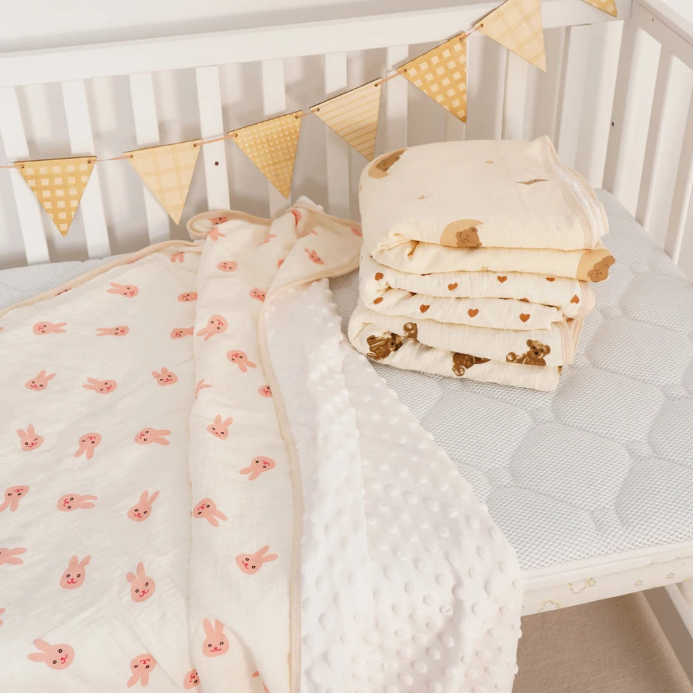 100% Cotton Crepe Cloth Gauze Baby Bean Blanket Newborn Cover blanket Infant Swaddle Wrap 110X110CM