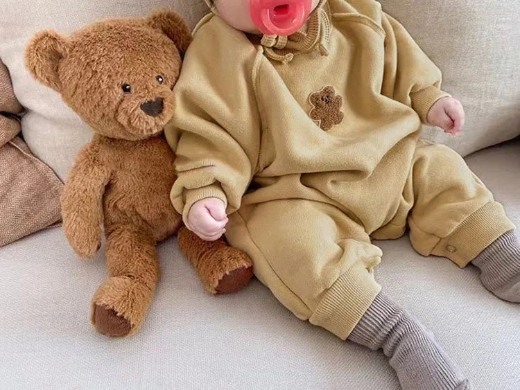 Autumn Winter Baby Newborn Baby Boys Girls Clothing Jumpsuits Cute Bear Embroidered Outfits Baby Costume 0-24M Newborn Romper