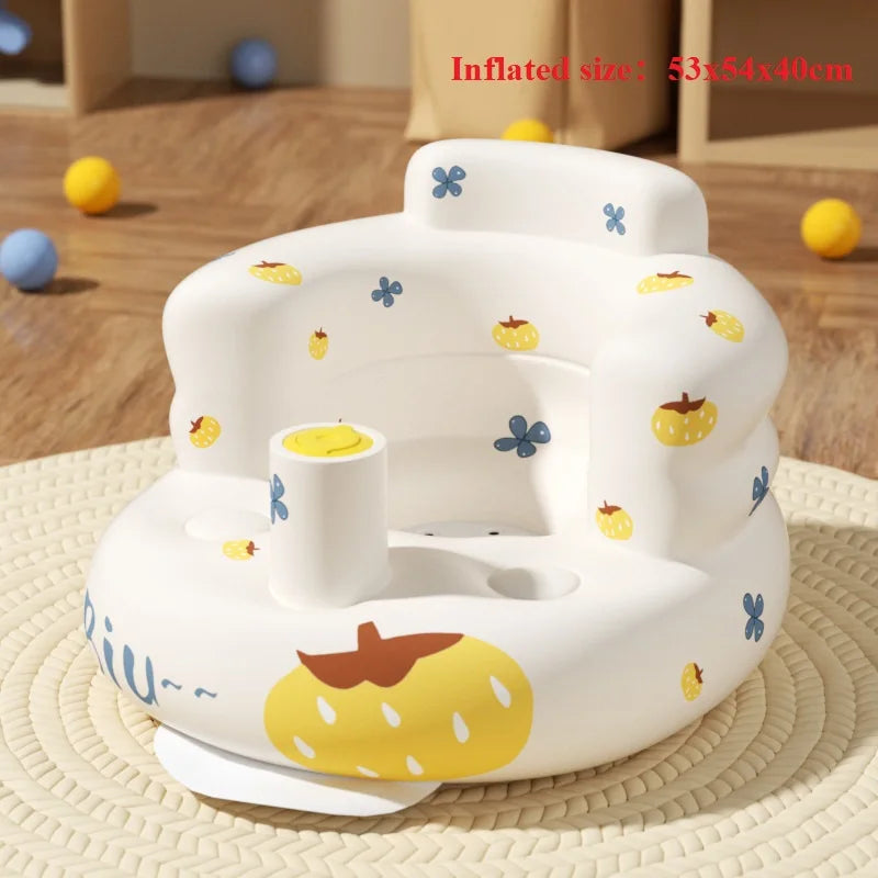 Baby Inflatable Seat Built in Air Pump Infant Back Support Chair for 0-3rd Baby Sitting Up Portable Shower Chair Floor Seater