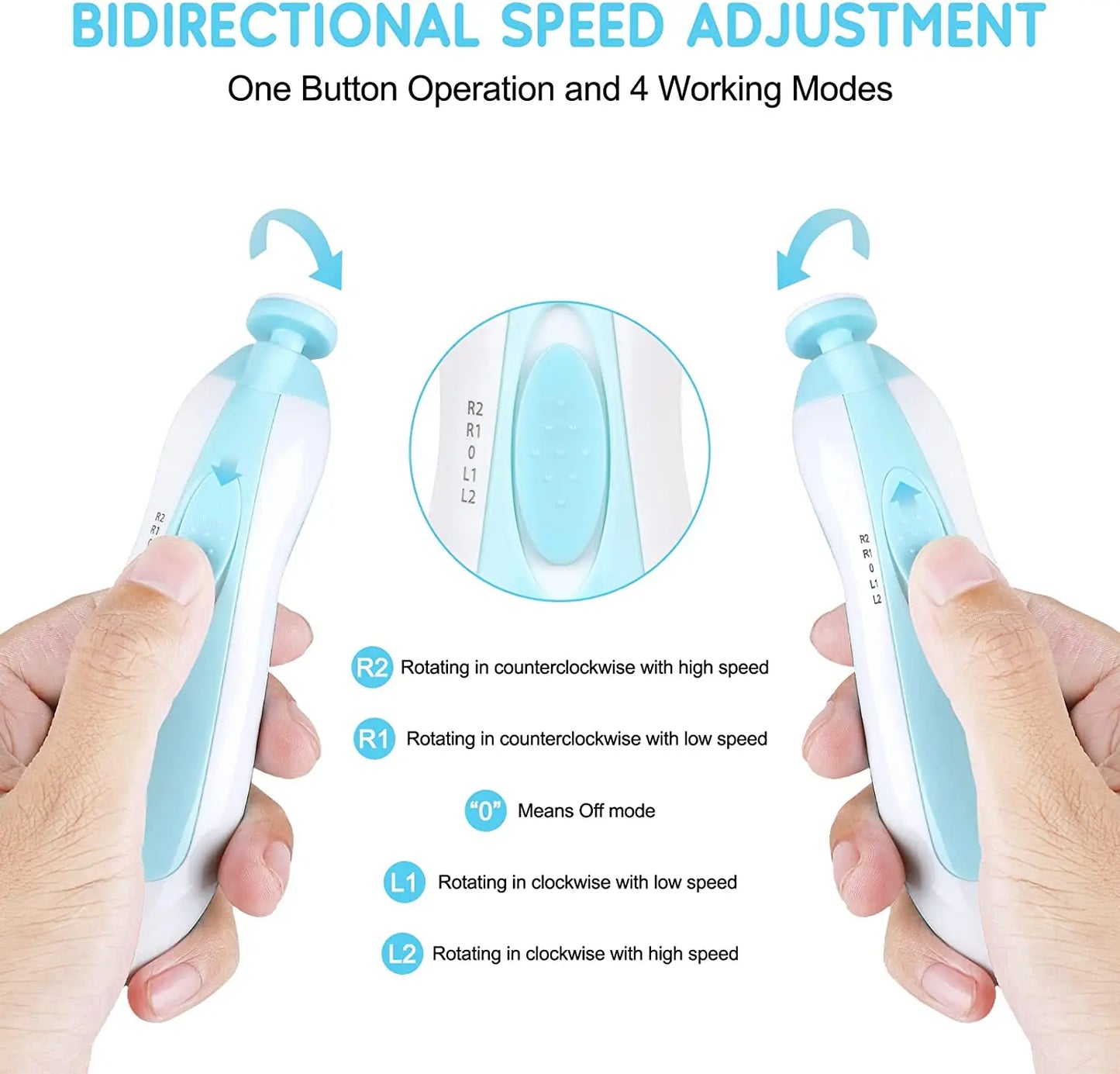 Dr.isla Electric baby Nail clipper LED Light Baby Nail Trimmer Baby Care Set 4-speed speed Adjustment With Low Noise