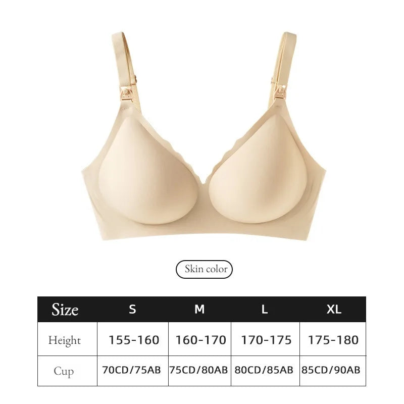 Front Open Nursing Bra Maternity Jelly Gel Laser Cutting Seamless Underwear Ultra Thin Breastfeeding Bra For Pregnant Women
