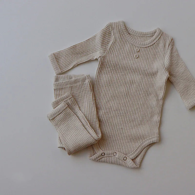 Autumn Baby Clothing Sets Romper+Pants Newborn Baby Boy Girls Solid Outfits Spring Infant Boy Girls Outfits Bebe