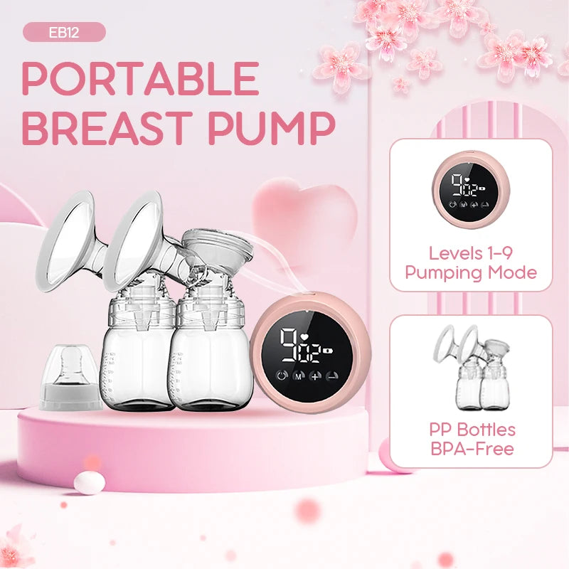Dr.isla Double Electric Breast Pumps Powerful Nipple Suction USB Electric Breast Pump with Baby Milk Bottle Cold Heat Pad Nipple
