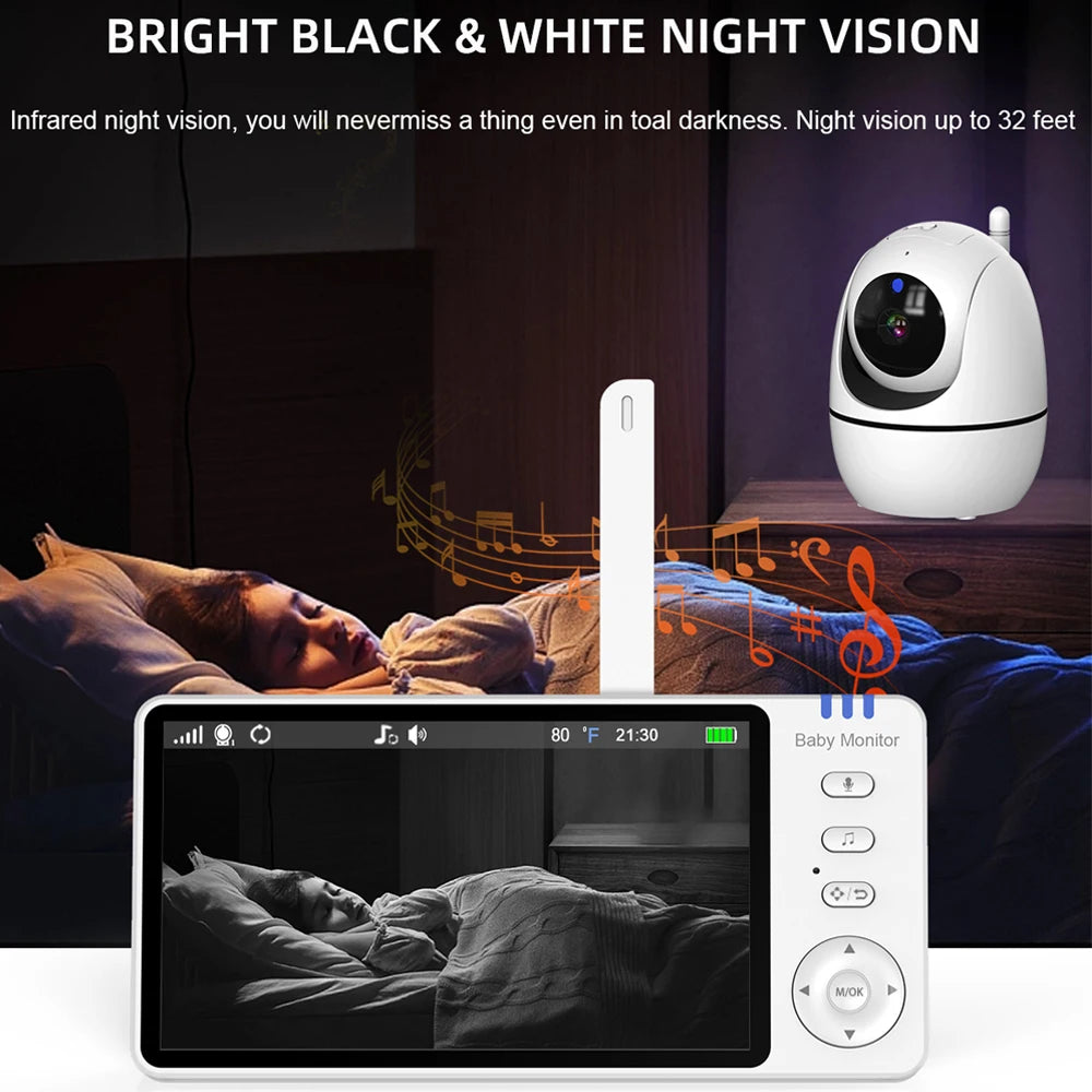 5-Inch Video Baby Monitor with Pan Tilt & Night Vision