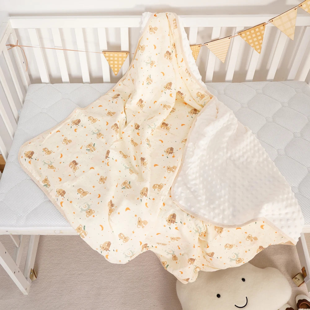 100% Cotton Crepe Cloth Gauze Baby Bean Blanket Newborn Cover blanket Infant Swaddle Wrap 110X110CM