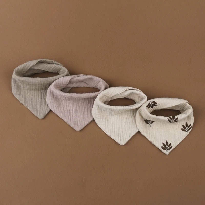 4Pcs/Lot Baby Bibs Muslin Cotton Stuff Newborn Solid Color Snap Button Soft Saliva Towel Burp Cloth Feeding Drool Bibs