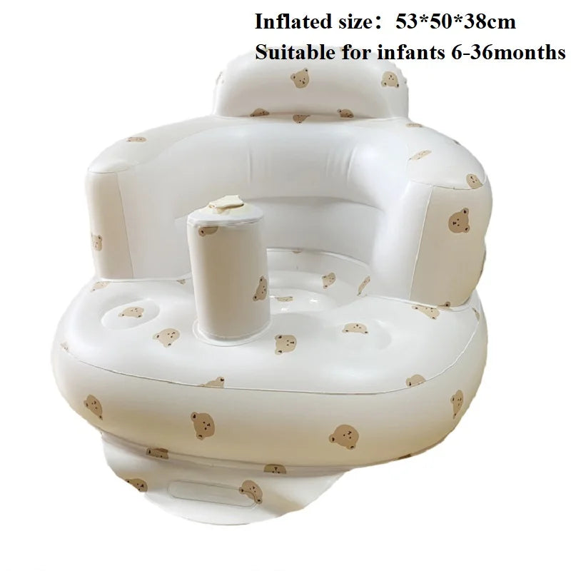 Baby Inflatable Seat Built in Air Pump Infant Back Support Chair for 0-3rd Baby Sitting Up Portable Shower Chair Floor Seater
