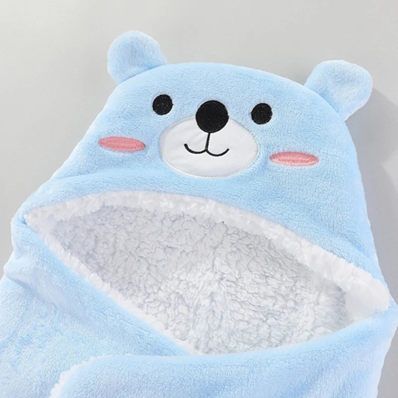 Soft Baby Sleeping Bags Warm Autumn and Winter Newborn Baby Wrap Blankets CartoonCocoon for babies Flannel Baby Sleepsack 0-9M