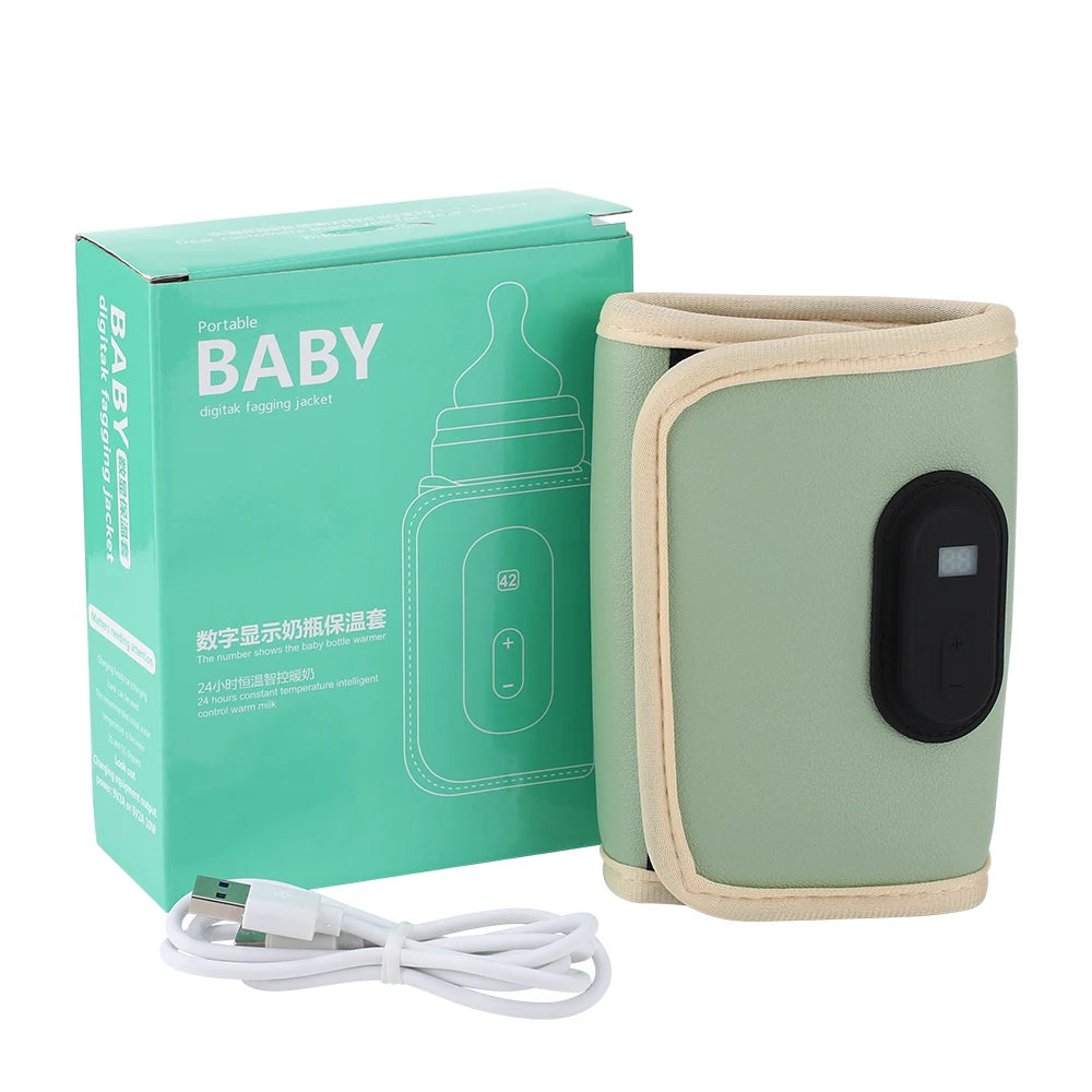 Baby Milk Warmer Baby Nursing Bottle Heater LCD Display, Portable USB Charging Bottle Warmer for Car, Outdoor Travel Accessories