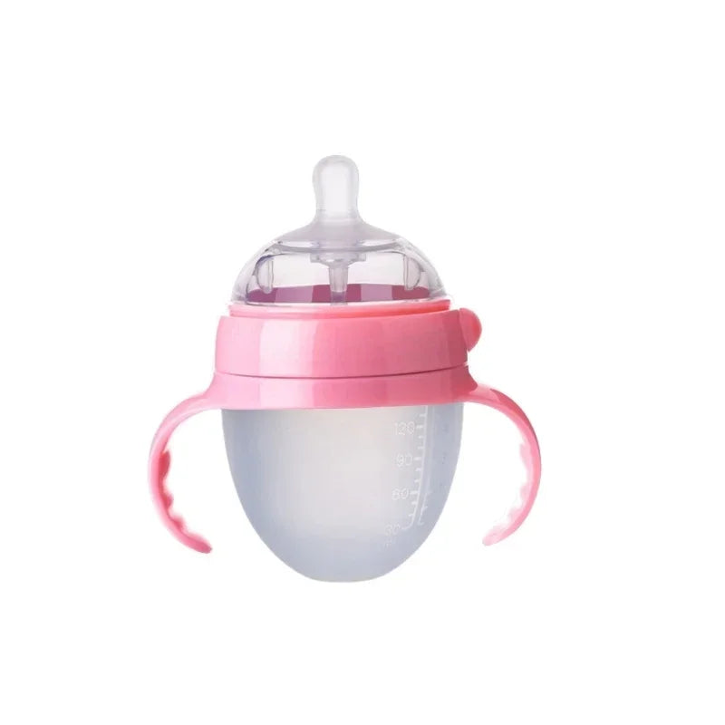 Silicone Nano Baby Bottle Feeding Bottles with Handle for Baby Weaning Anti-Choking Nipple Bottle for Baby 0-9 Month 150ML/250ML