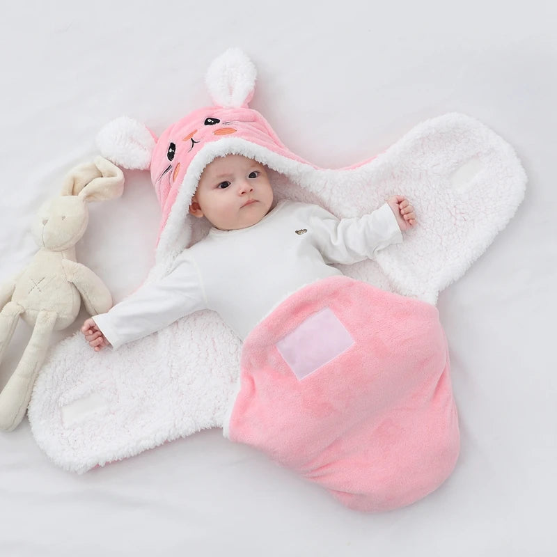 Soft Baby Sleeping Bags Warm Autumn and Winter Newborn Baby Wrap Blankets CartoonCocoon for babies Flannel Baby Sleepsack 0-9M