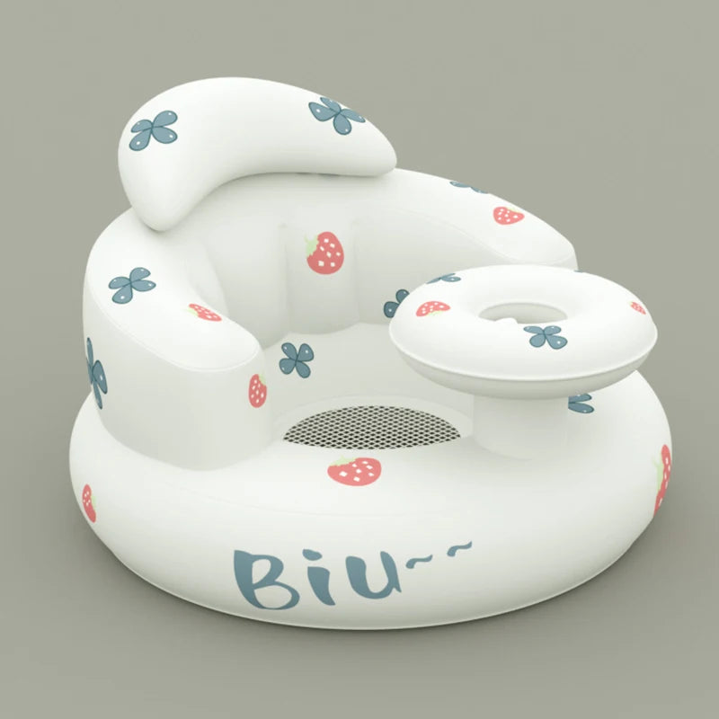Baby Inflatable Seat Built in Air Pump Infant Back Support Chair for 0-3rd Baby Sitting Up Portable Shower Chair Floor Seater