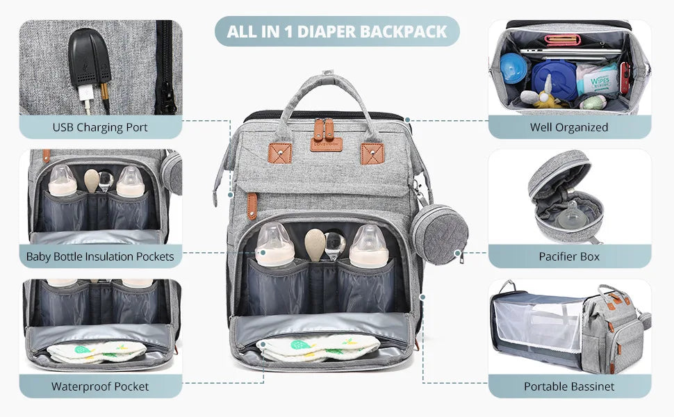 Baby Nappy Changing Bags Changing Station Portable Baby Bed Travel Bassinet Folding Crib Shade Cloth Changing Pad Waterproof